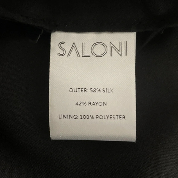 Saloni Floral Print Mini Dress Size US 4 Black Grey Ruffles Long Sleeve Silk - Picture 9 of 12